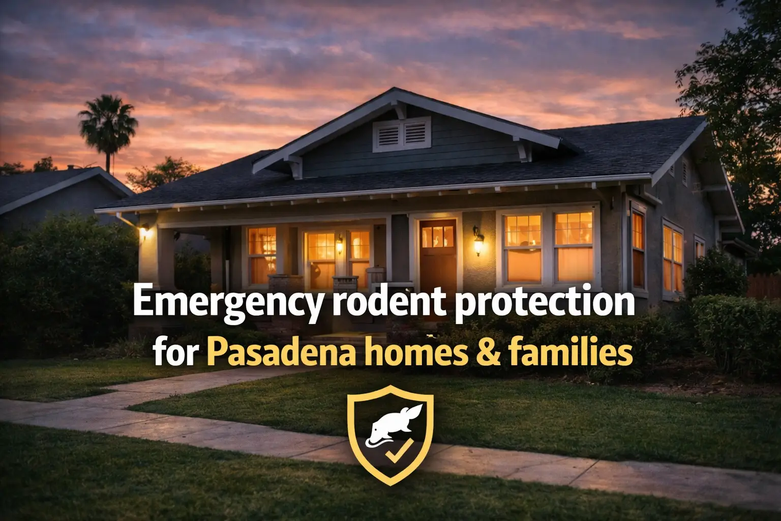 Emergency rodent protection service in Pasadena CA residential home at sunset